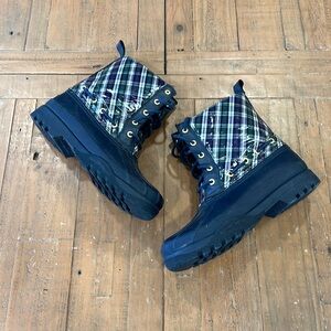 Sperry navy plaid waterproof boots
